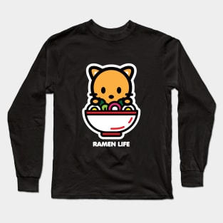 Cat Orange Ramen Life Noodles Bambu Brand Food Cute Kitten Animal Long Sleeve T-Shirt